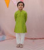 Green cotton woven  kurta pyjama