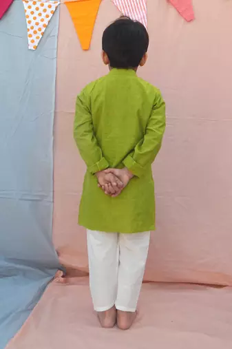 Green cotton woven  kurta pyjama