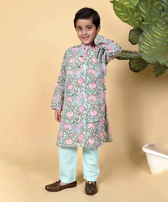 Multicolor cotton woven  kurta pyjama 1