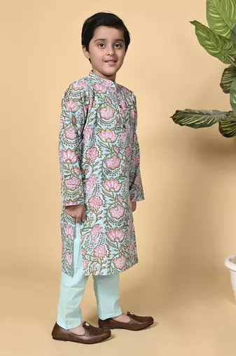 Multicolor cotton woven  kurta pyjama