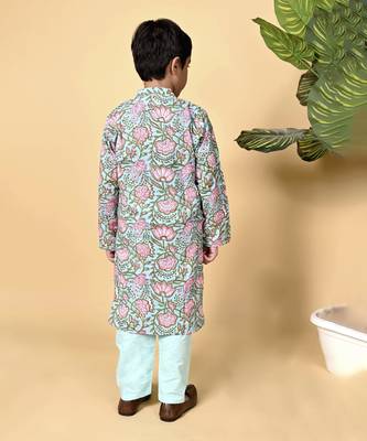 Multicolor cotton woven  kurta pyjama 3