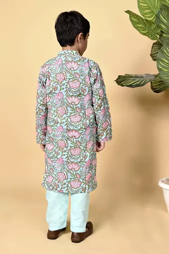 Multicolor cotton woven  kurta pyjama