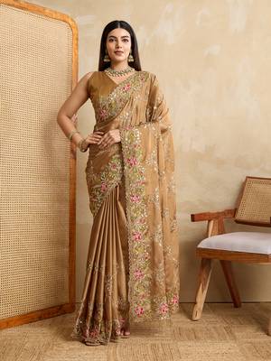beige coding multi embroidered saree 1