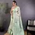 cyan blue Silk blend floral motifs coppery tone banarasi saree