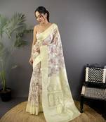 grey Silk blend floral motifs coppery tone banarasi saree