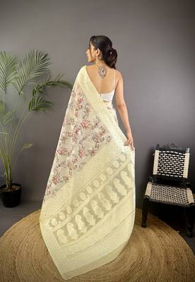 grey Silk blend floral motifs coppery tone banarasi saree 4