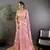baby pink Silk blend floral motifs coppery tone banarasi saree