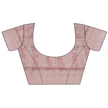 baby pink Silk blend floral motifs coppery tone banarasi saree 5