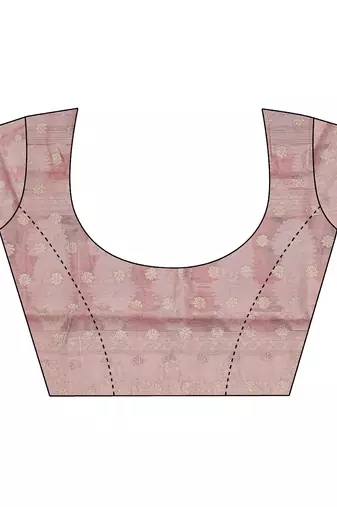 baby pink Silk blend floral motifs coppery tone banarasi saree