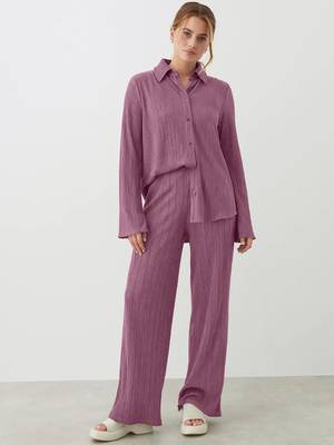 Trendmalls Casual cotton blend shirt with trouser co ords set 1