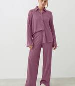 Casual cotton blend shirt with trouser co ords set