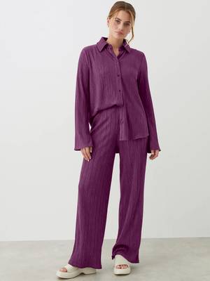 Trendmalls Casual cotton blend shirt with trouser co ords set 1
