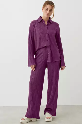 Casual cotton blend shirt with trouser co ords set