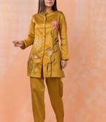 Gold embroidered cotton sabhya marigold co-ord sets