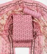 Pink cotton printed summer collection unstitched suit with cotton dupatta