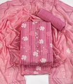 Pink cotton printed summer collection unstitched suit with cotton dupatta