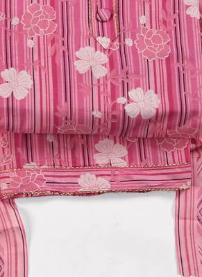 Pink cotton printed summer collection unstitched suit with cotton dupatta 2