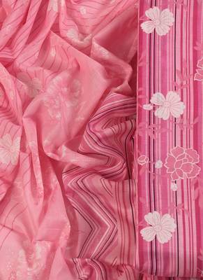 Pink cotton printed summer collection unstitched suit with cotton dupatta 3