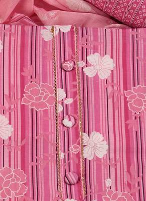 Pink cotton printed summer collection unstitched suit with cotton dupatta 4