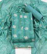 Aqua blue cotton printed summer collection unstitched suit with cotton dupatta