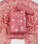 Peach cotton printed summer collection unstitched suit with cotton dupatta