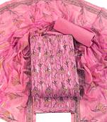 Pink cotton printed summer collection unstitched suit with cotton dupatta