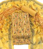 Yellow cotton printed summer collection unstitched suit with cotton dupatta
