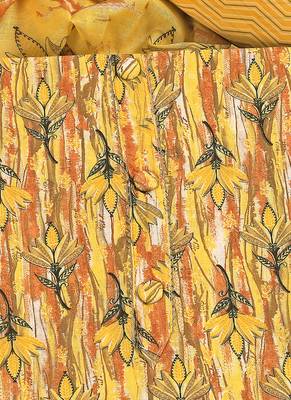 Yellow cotton printed summer collection unstitched suit with cotton dupatta 5