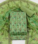 Sea green cotton printed summer collection unstitched suit with cotton dupatta
