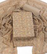 Brown cotton printed summer collection unstitched suit with cotton dupatta