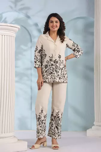 White embroidered cotton hardik mono co-ord sets