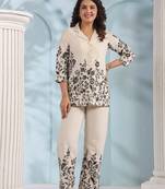 White embroidered cotton hardik mono co-ord sets