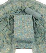 Aqua blue cotton printed summer collection unstitched suit with cotton dupatta