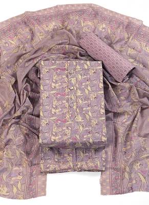 Violet cotton printed summer collection unstitched suit with cotton dupatta 1