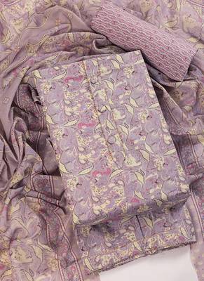 Violet cotton printed summer collection unstitched suit with cotton dupatta 2