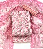 Pink cotton printed summer collection unstitched suit with cotton dupatta