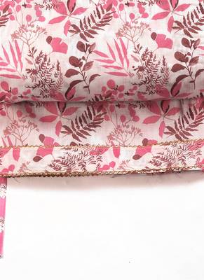 Pink cotton printed summer collection unstitched suit with cotton dupatta 3