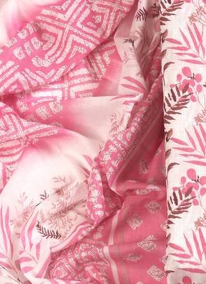 Pink cotton printed summer collection unstitched suit with cotton dupatta 4