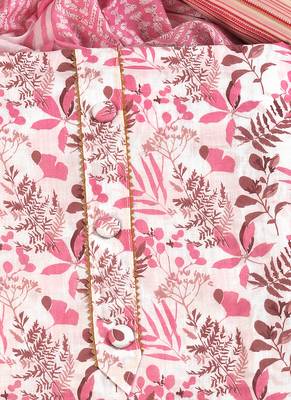 Pink cotton printed summer collection unstitched suit with cotton dupatta 5