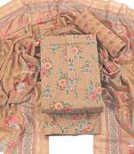 Peach cotton printed summer collection unstitched suit with cotton dupatta