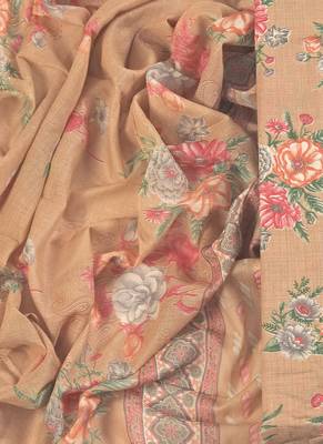 Peach cotton printed summer collection unstitched suit with cotton dupatta 4