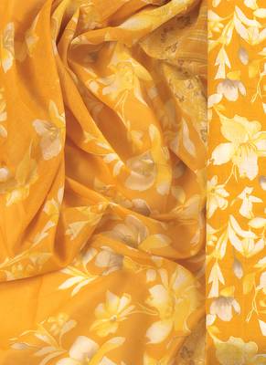 Yellow cotton printed summer collection unstitched suit with cotton dupatta 4