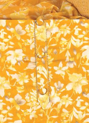 Yellow cotton printed summer collection unstitched suit with cotton dupatta 5