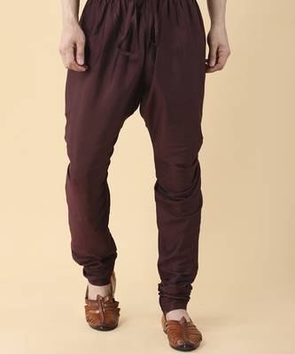 Wine solid silk kurta jacket paired with kurta & pant 3