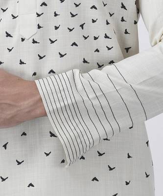 White printed Silk jacket with kurta & pant 2