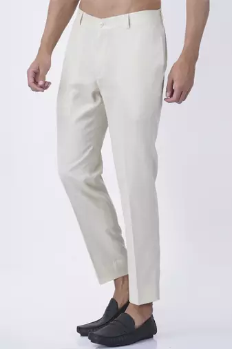 White printed Silk jacket with kurta & pant