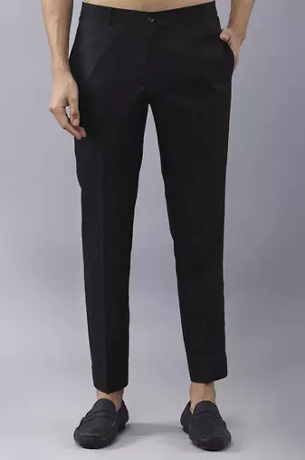 Black solid silk jacket paired with kurta & pant