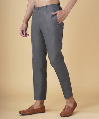 Grey floral printed silk bandhgala jacket paired with kurta & pant 2