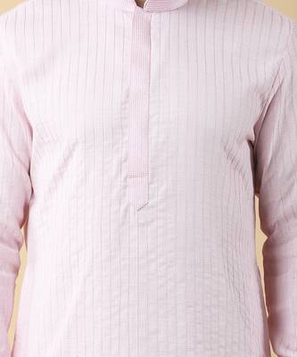 Pink silk solid mens kurta & pant 2