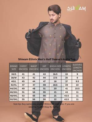 Grey Cotton Printed Short Sleeve Only Kurta For Mens 5